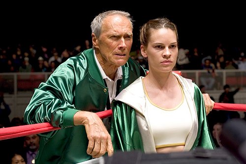 Clint Eastwood as Frankie and Hilary Swank as Maggie in Million Dollar Baby (2004).